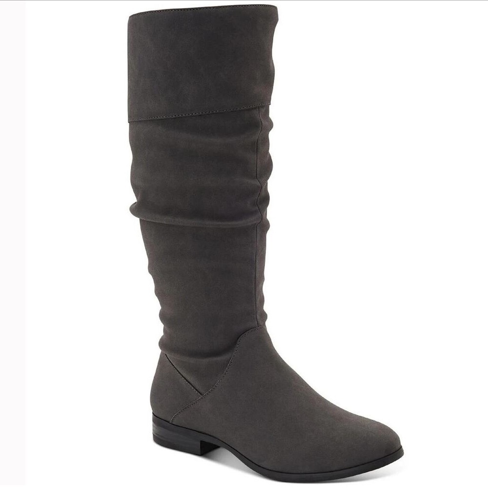 Style & Co Kelimae Micosuede Scrunched Side zip Boots, New Grey Size 9.5 NWT NIB
